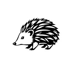 Hedgehog Silhouette: A Striking Black and White Wildlife Illustration