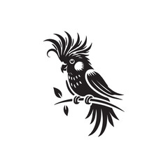 Black Color Cockatiel silhouette design Vector Illustration, Solid White Background (4).eps
