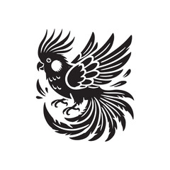 Black Color Cockatiel silhouette design Vector Illustration, Solid White Background (8).eps