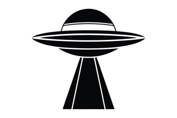 UFO in Space Silhouette Illustration and Extraterrestrial