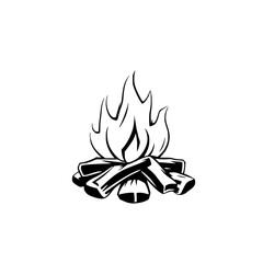 Campfire and Flames: A Black and White Illustration of a Cozy Bonfire, Perfect for Nature Lovers and Adventure Seekers