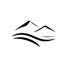 Serene Mountain Wave: Minimalist Landscape Line Art Design