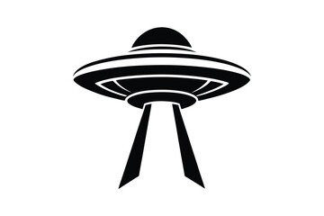 UFO in Space Silhouette Illustration and Extraterrestrial