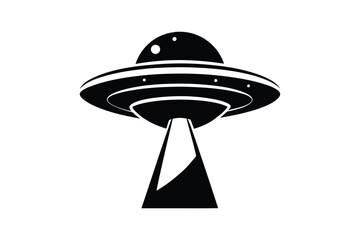 UFO in Space Silhouette Illustration and Extraterrestrial