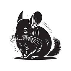 Black Color Chinchilla silhouette design Vector Illustration, Solid White Background (6).eps