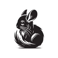 Black Color Chinchilla silhouette design Vector Illustration, Solid White Background (5).eps