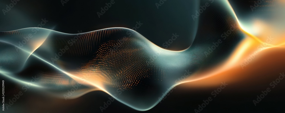 Poster colorful dynamic abstract wave with light patterns and dark background