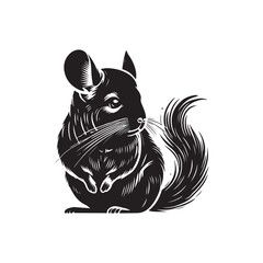 Black Color Chinchilla silhouette design Vector Illustration, Solid White Background (9).eps