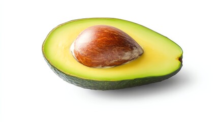 Isolate for advertising Fresh avocado half with seed visible.
