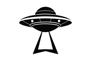 UFO in Space Silhouette Illustration and Extraterrestrial