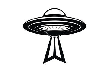 UFO in Space Silhouette Illustration and Extraterrestrial
