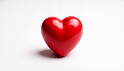 Fototapeta premium Glossy red heart shape isolated on a clean white background, symbol of love and affection