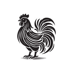 Black Color Chicken silhouette design Vector Illustration, Solid White Background (3).eps