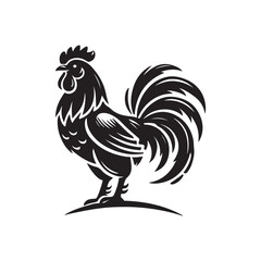 Black Color Chicken silhouette design Vector Illustration, Solid White Background (6).eps