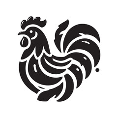 Black Color Chicken silhouette design Vector Illustration, Solid White Background (7).eps