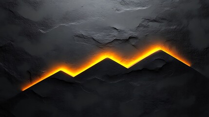 A luxurious 3D laminated wall design with golden geometric patterns over a matte black background, highlighted by subtle lighting.