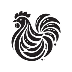 Black Color Chicken silhouette design Vector Illustration, Solid White Background (1).eps