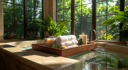 Fototapeta premium Spa retreat with natural light