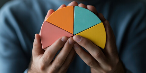 Person Holding Five-Segment Pastel Wooden Circle