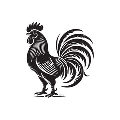 Black Color Bantam Chicken silhouette design Vector Illustration, Solid White Background (1).eps