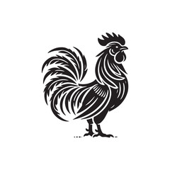 Black Color Bantam Chicken silhouette design Vector Illustration, Solid White Background (2).eps