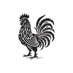 Black Color Bantam Chicken silhouette design Vector Illustration, Solid White Background (4).eps