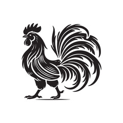 Black Color Bantam Chicken silhouette design Vector Illustration, Solid White Background (10).eps