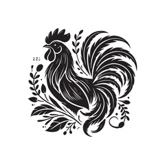 Black Color Bantam Chicken silhouette design Vector Illustration, Solid White Background (11).eps