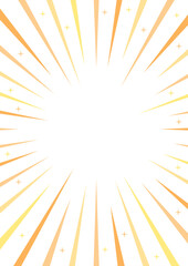 シンプル　集中線　キラキラ　黄色　オレンジ　背景　フレーム　縦長