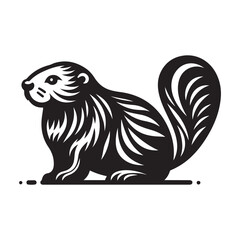 Black Color Beaver silhouette design Vector Illustration, Solid White Background (4).eps
