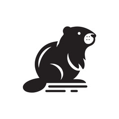 Black Color Beaver silhouette design Vector Illustration, Solid White Background (8).eps