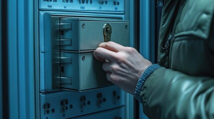 Unlocking safety secure vault access in a high-tech environment close-up perspective