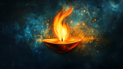 Capturing the poignant essence of remembrance, a vivid eternal flame in digital art honors memorial day with radiant significance. Eternal Flame. Illustration