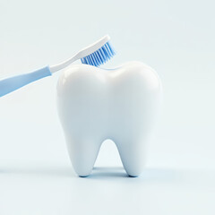 A toothbrush hovers over a gleaming white tooth