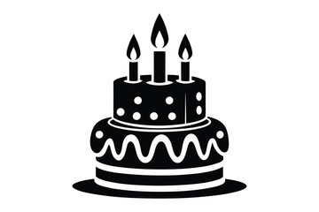 Birthday cake vector silhouette, birthday cake icon Celebration and Dessert