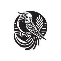 Black Color Budgerigar (Budgie) silhouette design Vector Illustration, Solid White Background (12).eps