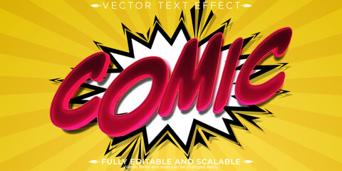 Comic editable text effect, editable book and red text style