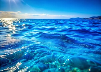 Fototapeta premium Stunning High-Definition Blue Ocean Stock Photo: Deep Sea Serenity