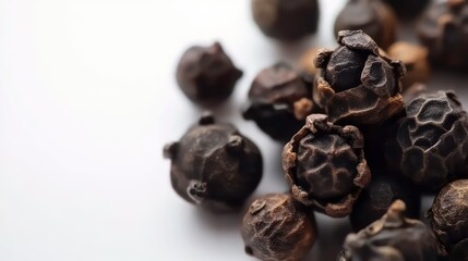 black pepper, peppercorn, isolated on white background, full depth of field