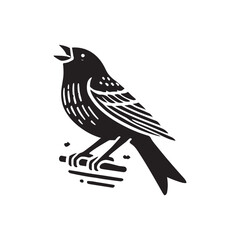 Black Color Canary silhouette design Vector Illustration, Solid White Background (8).eps