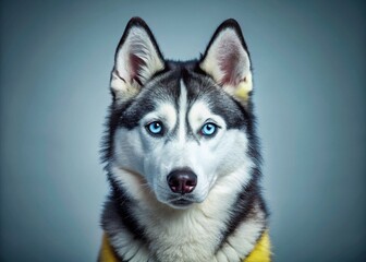 Obraz premium Stunning Siberian Husky with Heterochromia: Blue and Yellow Eyes - Fashion Dog Photography