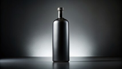 Fototapeta premium Stylish Black Bottle on Gray Background - Minimalist Product Photography