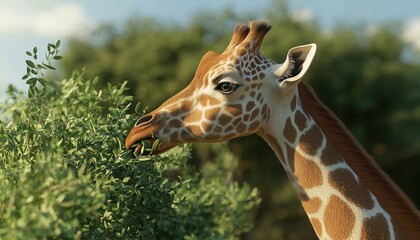 Obraz premium Giraffes In Somalia Feeding On Acacia Tree Leaves: A Dietary Habit Of The Majestic Tall Mammals Of The Region.