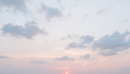 Tranquil sunset with soft pink hues and clouds, serene beauty, Sunny Sky with Clouds, Mild Weather