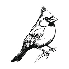 Hand-Drawn Cardinal Bird Icon - Sketch Symbol Illustration