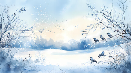 winter snowdappled watercolor