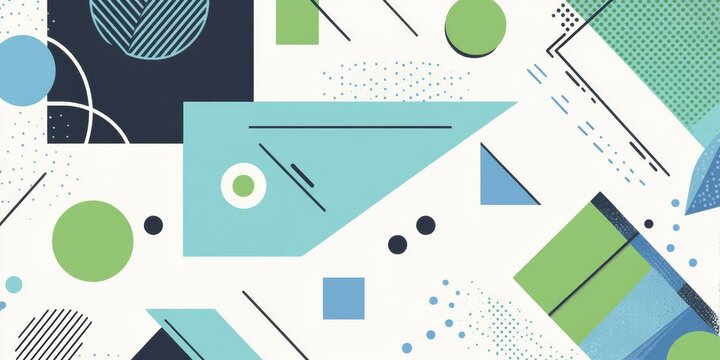 Abstract background with geometric shapes and light blue, green, and white colors for presentation design concept for business, technology, or education themes Generative AI