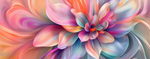 Obraz premium Vibrant abstract petals: colorful swirling floral art in pink and blue tones
