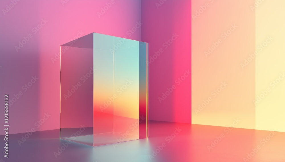 Poster computer digital rendering of transparent glass with gradient effect showcasing the art of creating 