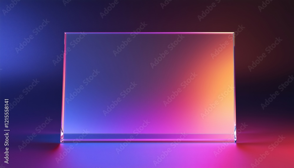 Poster computer digital rendering of transparent glass with gradient effect. high-quality digital image sho